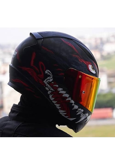 Ls2 Rapıd 2 Kaıju Kapalı Motosiklet Kaskı Kırmızı Camlı Siyah - Kırmızı