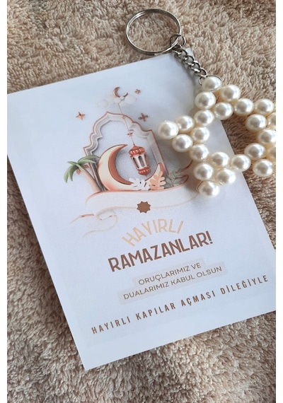Hayırlı Ramazanlar -10 Adet İnci Yıldız Anahtarlık - Ramazan