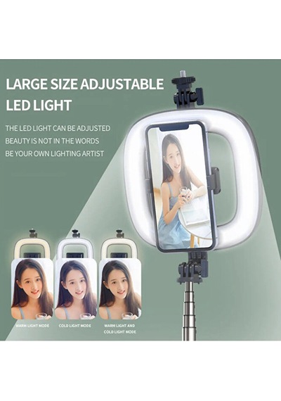 Bluetooth Kumandalı Şarjlı 6 İnç Led Ring Light Katlanabilir Selfie Çubuğu Ve Tripod 3 Renk Tonu