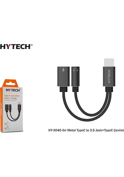 Hytech Hy-Xo40 Gri Metal Typec To 3.5 Jack+Typec Çevirici