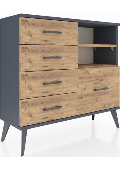 Arges Şifonyer 2 Raflı 5 Çekmeceli 88x30x80 Antrasit-çam Çam Arges Şifonyer 2 Raflı 5 Çekmeceli 88x30x80 Antrasit-çam Çam