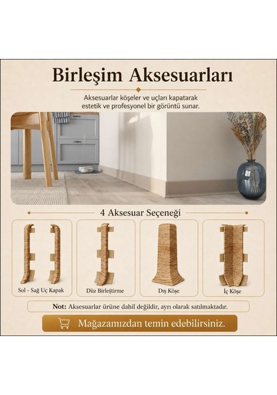 Linela Suya Dayanıklı Pvc Süpürgelik 8 Cm - Newcastle Meşe - Lnl407