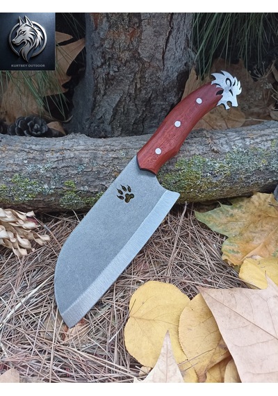 Almazan Model Orta Boy Avcı 31cm Aslan Kafalı Kamp Bıçağı Çok Renkli