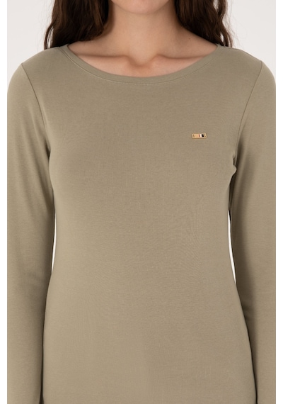 U.S. Polo Assn. Kadın Açık Haki Slim Bisiklet Yaka Basic Sweatshırt 50315419-VR183