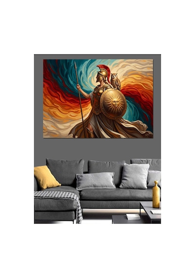 Antik Savaşçı Miğferli Kahraman Portresi Yağlı Boya Dokulu Kanvas Tablo Canvas Tablosu