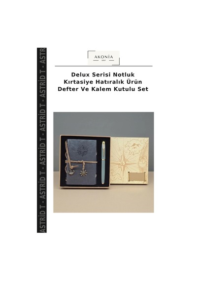Delux Serisi Notluk Kırtasiye Hatıralık Ürün Defter Ve Kalem Kutulu Set Çok Renkli