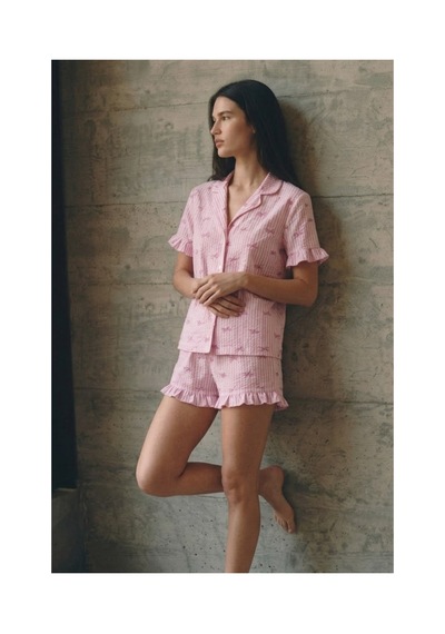 Fit Women Kadın V Yaka Comfort Fit Pembe Pijama Takımı