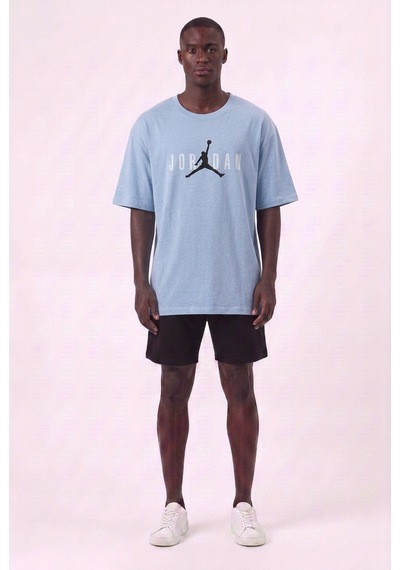 Lixa Air Jordan Orta Logo Mavi Oversize Erkek T-shirt 142735 SİYAH