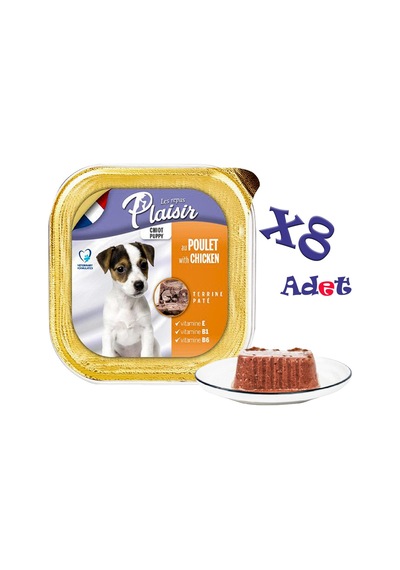 Plaisir Tavuklu ve Etli Pate Konserve Yavru Köpek Maması 8 x 150 G