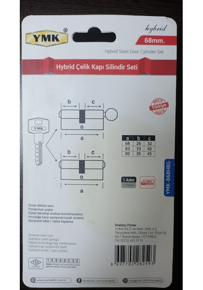 YMK Hybrid Çelik Kapı Kiliti İkiz Barel Kapı Göbeği