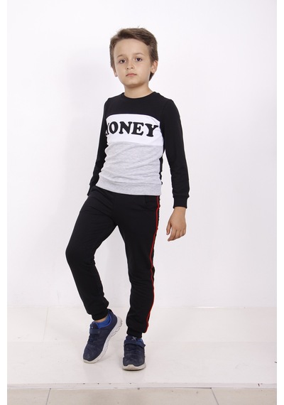 Toontoy Kids Toontoy Erkek Çocuk Garnili Eşofman Takım Gri Melanj