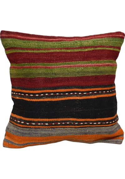 Zehra Abla Halı Yeni El Dokuma Dekoratif Kilim Kırlent Yastık Kılıfı 6750 Çok Renkli
