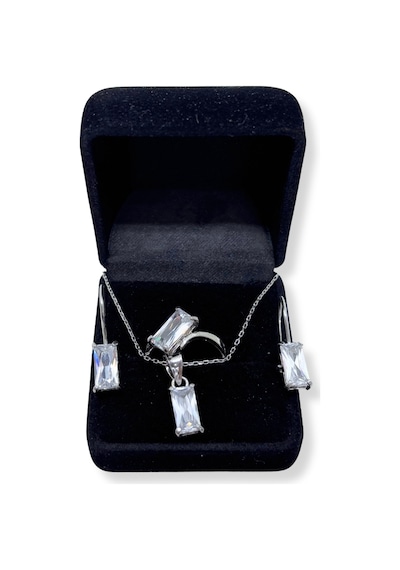 Oya Silver Dikdörtgen Gümüş Baget Işıltısı Set&takım
