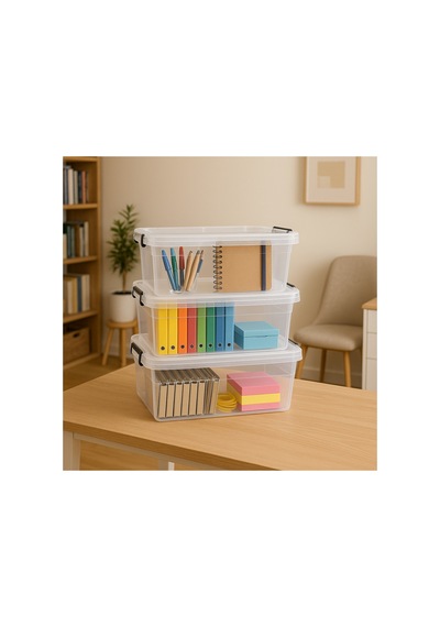 Smartbox Trio Kırtasiye Ve Düzenleme Kutusu Seti 3lü Set 8 Litre 10 Litre 15 Litre Beyaz