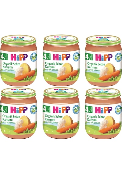Hipp Organik Sebze Karışımı 4+ Ay Kavanoz Maması 6 x 125 G