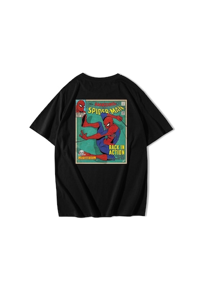 Brz Collection Unisex Oversize Spider-man T-shirt Siyah