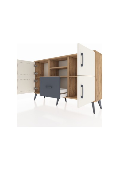 Arges Konsol 4 Raflı Tek Çekmeceli 4 Kapaklı 132x30x83 Çam-aytaşı/antrasit Aytaşı/antrasit Arges Konsol 4 Raflı Tek Çekmeceli 4 Kapaklı 132x30x83 Çam-aytaşı/antrasit Aytaşı/antrasit