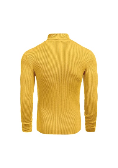 Polızeı Erkek Slim Fit Boğazlı Triko Kazak Esnek Dokulu Sarı