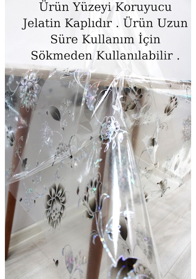 Pvc Şeffaf Silinebilir Muşamba Masa Örtüsü 014-siyahgül 001