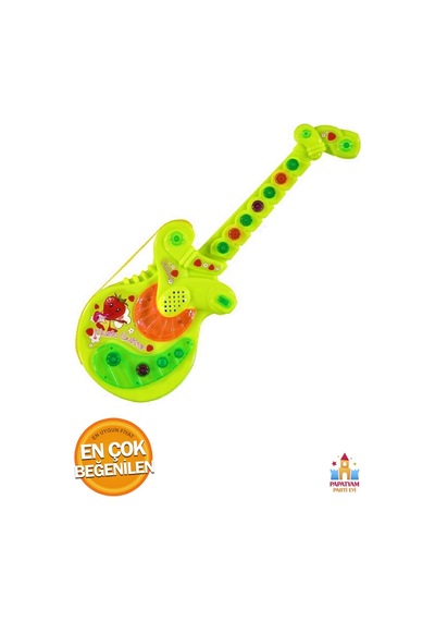 Pilli Işıklı Türkçe Sesli Müzikli Gitar - Yeni Sezon 36 Cm Gitar