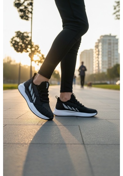 Enoch Erkek Nefes Alan Hafif Tabanlı Koşu Ve Yürüyüş Ayakkabısı Sneaker Siyah - Beyaz