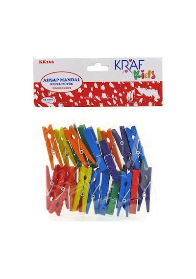 Kraf Ahşap Büyük Mandal 4.5Cm Renkli