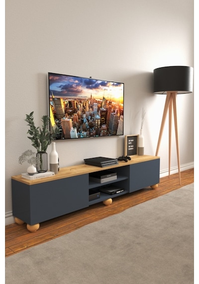 B3 Concept Nort Serisi Antrasit & Safir Meşe 2 Kapaklı Tv Ünitesi