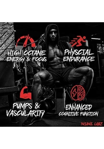 Insane Labz Psychotic Gold High Stimulant Preworkout Energy Focus, Pump Beta Alanine Dmae Bitartrate