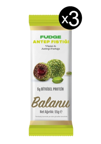 Fudge Antep Fıstığı Kaplı Vişneli Meyve Topları 55g X3 Adet