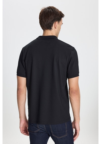 Ac&Co / Altınyıldız Classics Erkek Sıyah-sıyah Pamuklu Slim Fit Dar Kesim Polo Yaka Tişört