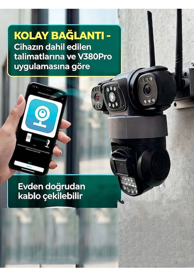 24 Saat Kablosuz 4g Sım + 9mp Kamera İki Yönlü Sesli Alarm Ip66 Su/toz Korumalı Güvenlik Sistemi