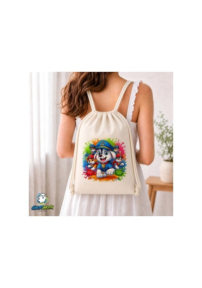 Ghostbastır Design Paw Patrol Büzgülü Keten Çanta C220 Bej