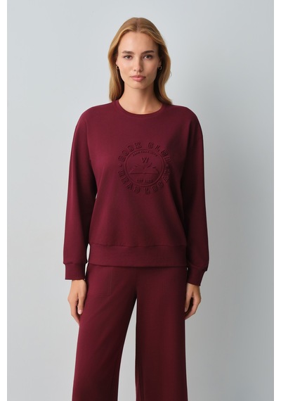 Suwen New Chapter Back To College Campus Pijama Üstü Wsh12510051020 Bordo