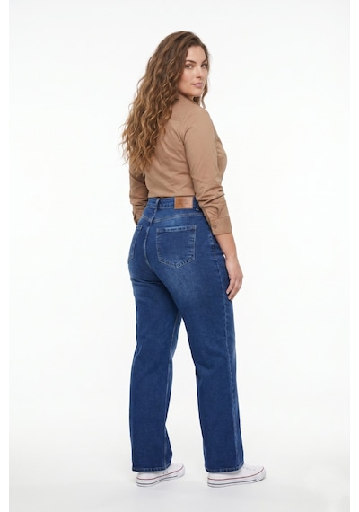 Dekploy Kadın Yüksek Bel Wide Leg Denim Bol Pantolon Bgl-st05449 K.mavi