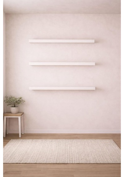 30 Mm 3'lü Uçan Duvar Rafı Set Gizli Raf- Beyaz 15x50 Diğer