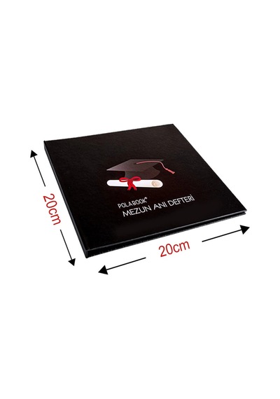 Mezun Anı Defteri 20x20 Cm Siyah Sayfalı Mezuniyet Hatıra Albümü