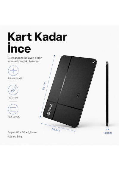 Hi Kart Apple Uyumlu iOS &android Takip Cihazı & Dijital Kartvizit Siyah Tekli Paket