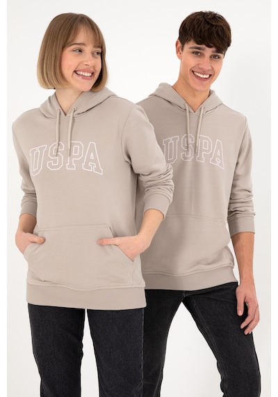 U.S. Polo Assn. Erkek Regular Fit Kapüşonlu Taş Basic Sweatshirt 50295175-VR049