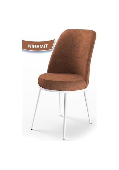 Canisa Concept Dexa Serisi, Üst Kalite Yemek Odası Sandalyesi, Metal Beyaz Iskeletli, 6 Adet Kiremit Kiremit, Metal