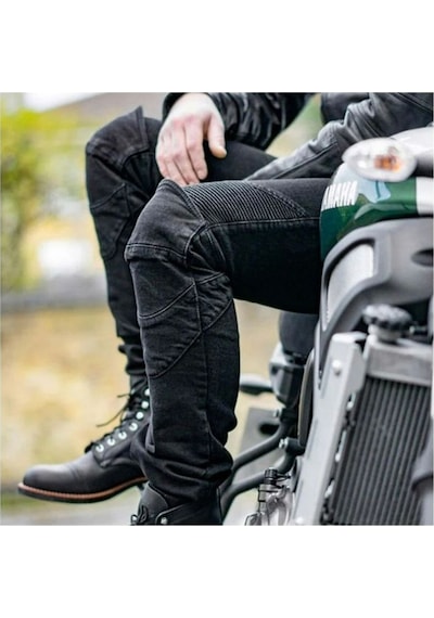 Ebakbak Motosiklet Pantolonu Likralı Esnek Kumaş Korumalı Kevlar Kot Motor Pantolon Jean Siyah