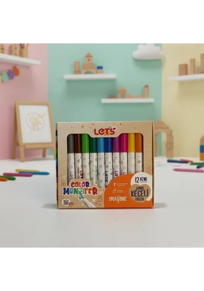 Lets Keçeli Kalem 12 Renk Jumbo L05010