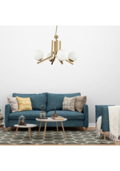 Morgan 4 Lü Komple Eskitme Boyalı Beyaz Camlı Modern Genç Odası Yatak Odası Salon Avize