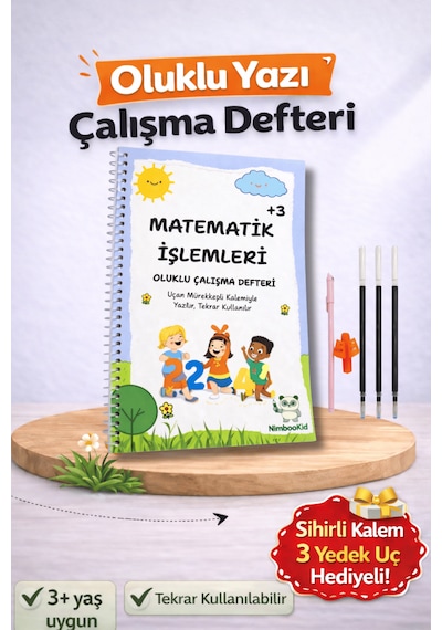 Sihirli Kalemli Oluklu Kabartmalı Etkinlikli Dört İşlem Defteri Güzel Yazı Matematik İşlemleri