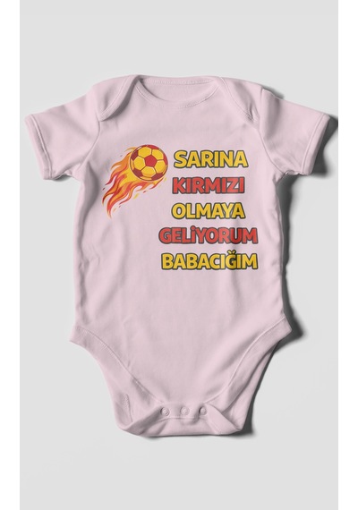 Morivokids Babaya Özel Kısa Kollu Bebek Body %100 Pamuk Bebe Pembe