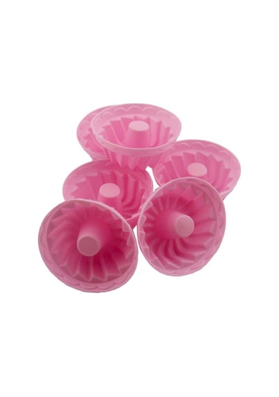 6'lı Silikon Mini Kek Muffin Kalıbı Renkli Silikon Pembe Diğer