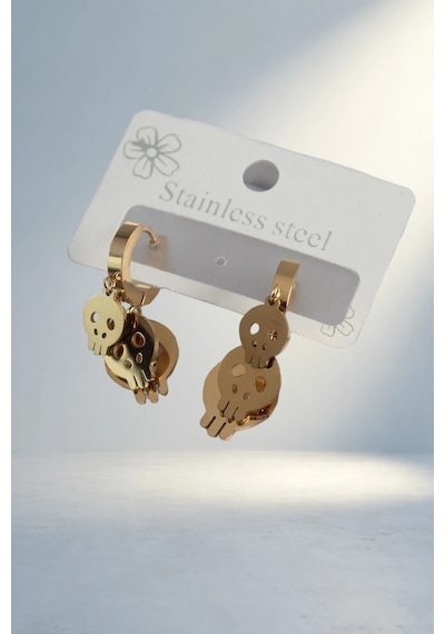Gold Renk Sallantı Kuru Kafa Küpe 11024558