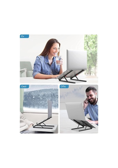 Bix Saiji X2 Taşıma Çantalı Alüminyum Notebook Laptop Standı Siyah