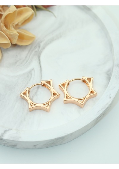 Vıp Gold Çelik Küpe Yıldız Halka - Suya Ve Denize Dayanıklı Gold