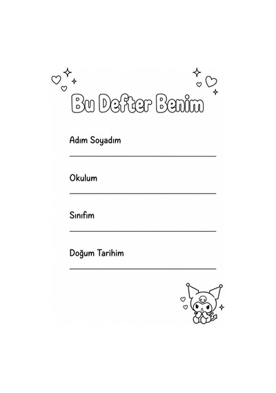 Kuromi Desenli A5 Spiralli Defter 50 Yaprak 100 Sayfa Çizgili Mor Pembe Not Defteri