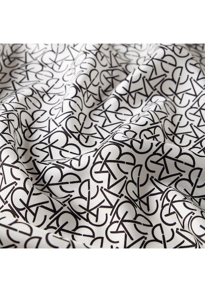 İpekevi Twill İpek Eşarp - Typo Monogram - Beyaz Siyah - Fondöten